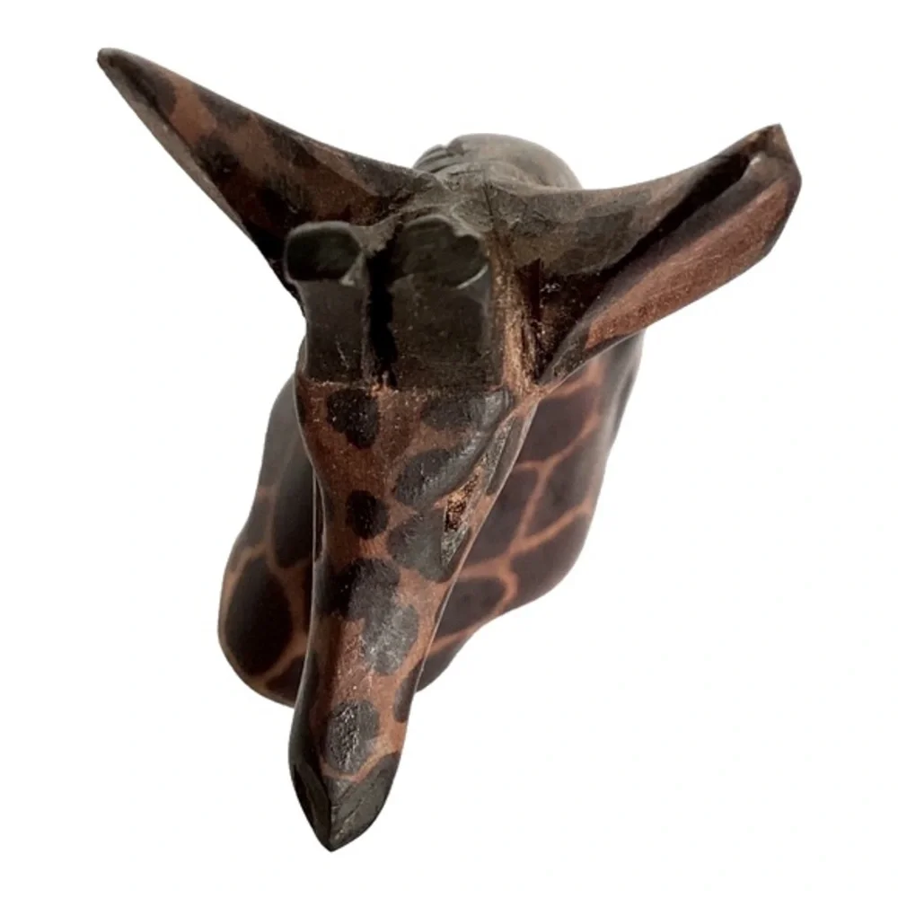 Pier 1 Imports Giraffe Figurine With Base Hand Carved Wood KENYA Vintage